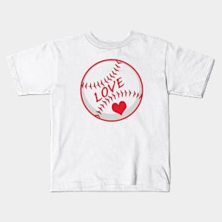 Baseball Lover Women's Cute Baseball Love Heart Baseball Mom Kids T-Shirt